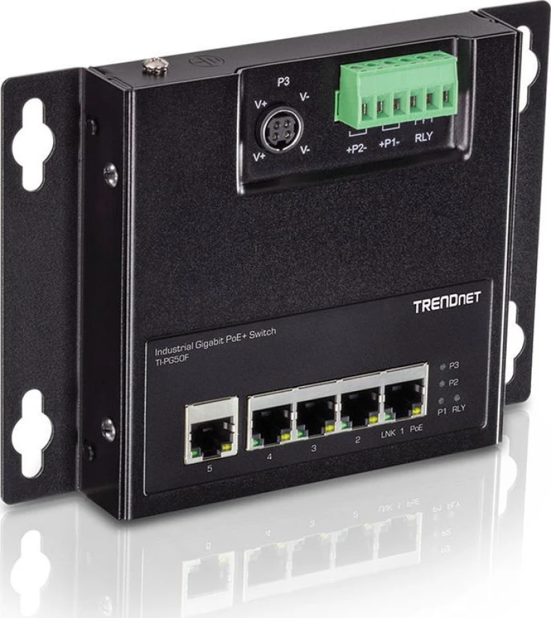Network Switch Trendnet Industrie 5 -Port Gbit Unman. PoE+ FA Metal