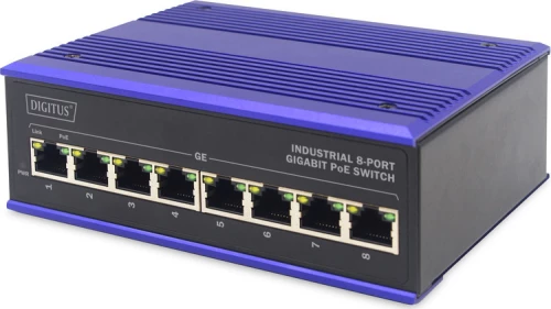 Network Switch Digitus Industrieller 8-Port Gigabit PoE (DN-651121)