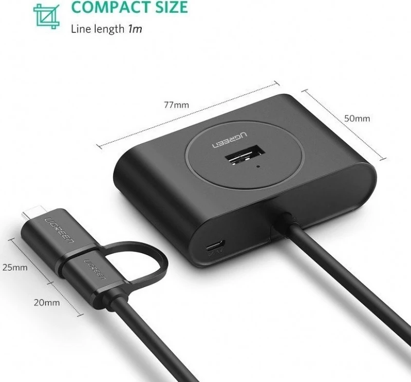 Hub Usb 3.0 + Usb-C 3.1 Ugreen 4-Port, Otg