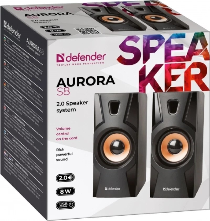 Defender Aurora S8 2.0 Stereo Speakers 8W Black