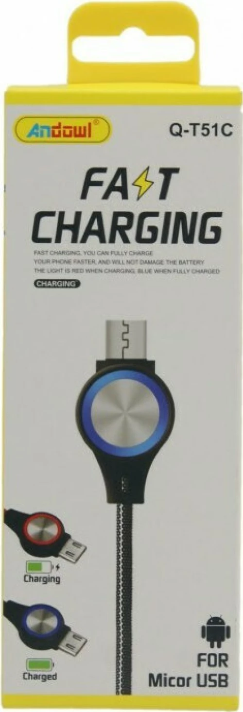 Andowl micro USB Wall Charger Μαύρο (Q-T51C)