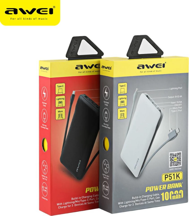 Awei P51K 10000mAh Μαύρο