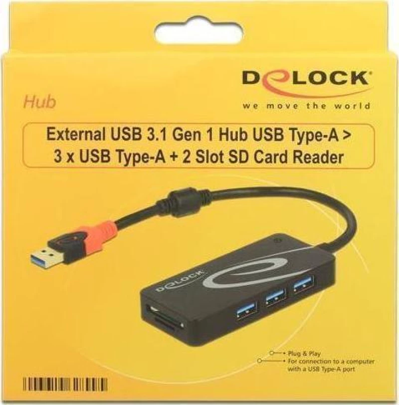 Usb Hub Delock Usb3.1 Typa -> 3X Usb3.0 Typa +2X Slot Sd