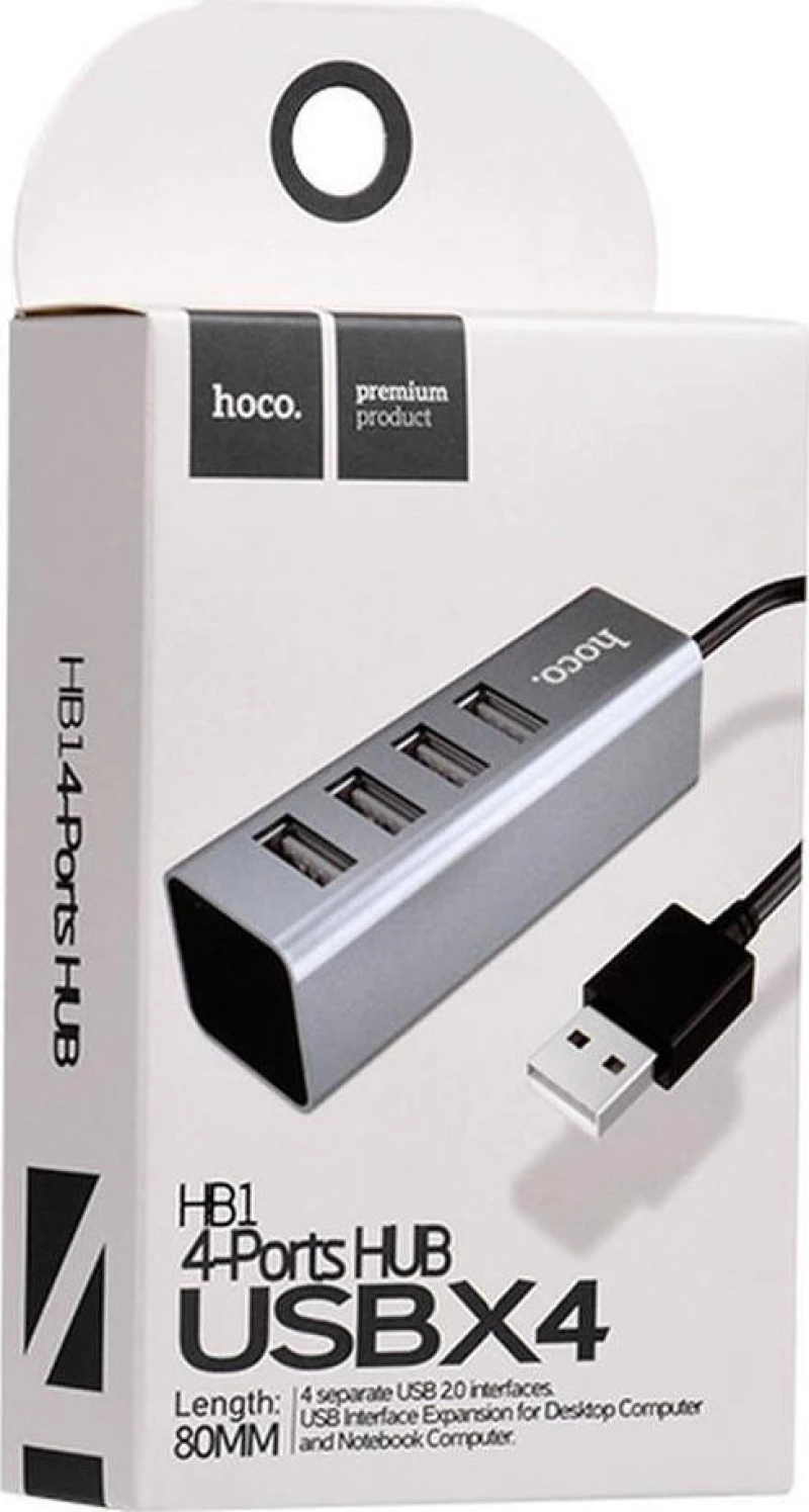 Usb Hub Hoco Hc-Hb1S - Usb 2.0 - 4 Ports - Silver Hc-Hb1S
