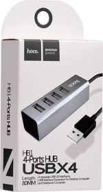 Usb Hub Hoco Hc-Hb1S - Usb 2.0 - 4 Ports - Silver Hc-Hb1S