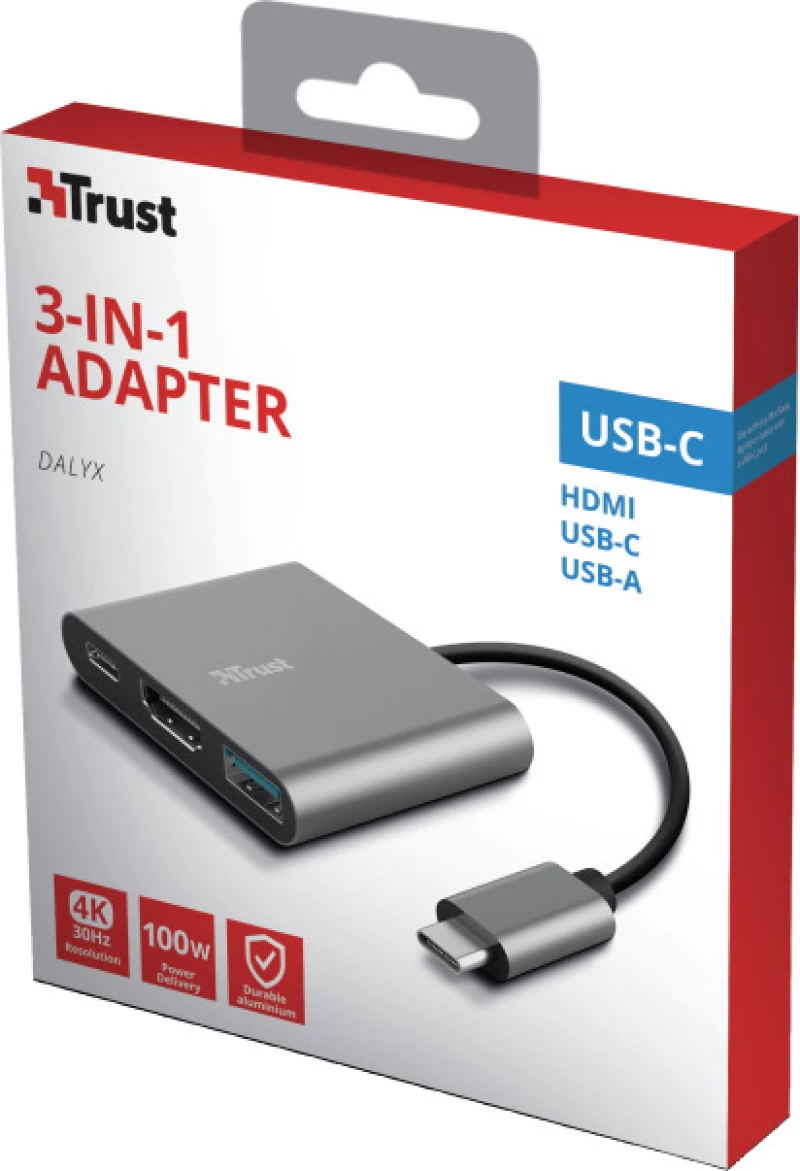 Trust - Dalyx 3-In-1 Multiport Usb-C Adapter#