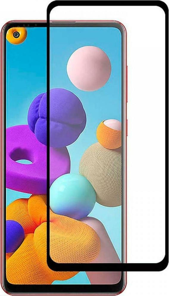 5D Full Face Tempered Glass 9Η - Galaxy A21s - ΜΑΥΡΟ