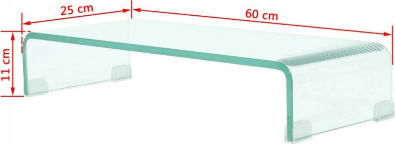 vidaXL Βάση Τηλεόρασης/Οθόνης Διάφανη 60 x 25 x 11 εκ. Γυάλινη