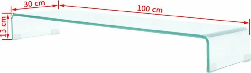 vidaXL Βάση Τηλεόρασης/Οθόνης Διάφανη 100 x 30 x 13 εκ. Γυάλινη