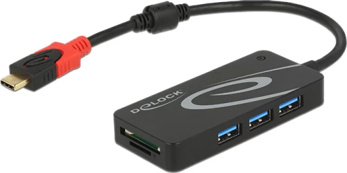 Usb Hub Delock Usb3.1 Typc -> 3X Typa +2X Slot Sd Black