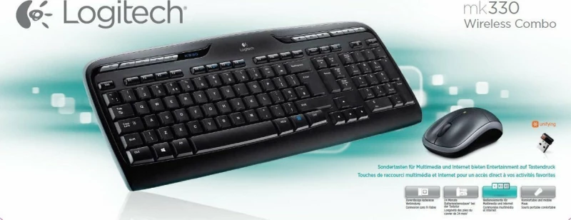 Logitech Wireless Combo MK330 Ασύρματο Σετ Πληκτρολόγιο & Ποντίκι Αγγλικό US