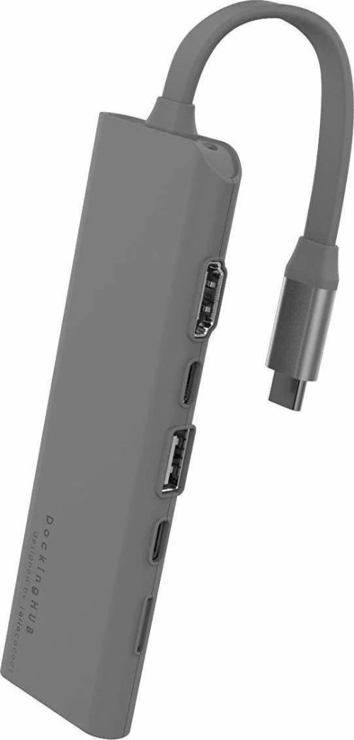 Allocacoc DockingHUB USB-C Multi-Port Pass Through Αντάπτορας - Grey