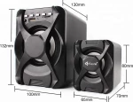 Ηχεία Kisonli U-2500Bt, Bluetooth, 5W+3Wx2 Usb, Μαυρο - 22115