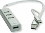 Roline USB-C/USB-A 4 Ports USB 2.0 Hub Ασημί