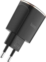 Hoco 2x USB Wall Adapter Μαύρο (C60A Prestige)