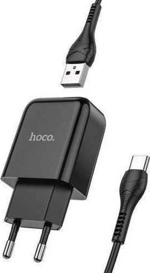 Hoco USB-C Cable & USB-A Wall Adapter Μαύρο (N2 Vigour)