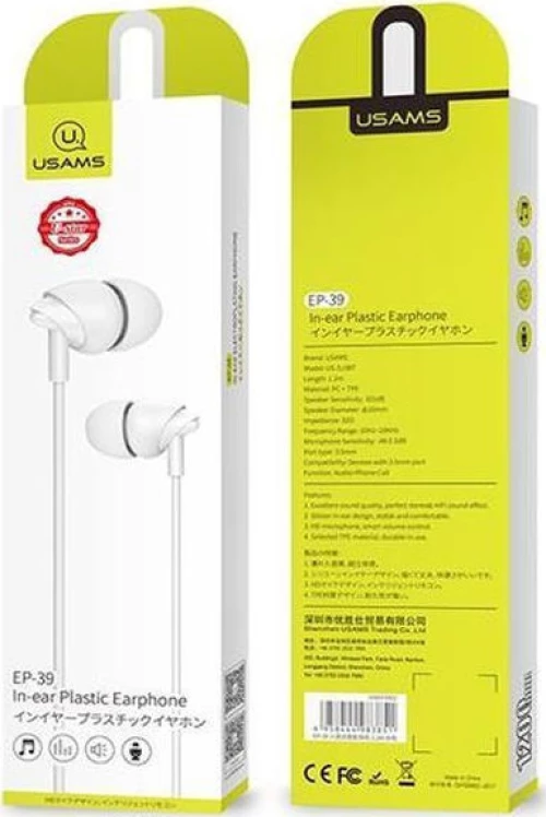 Usams EP-39 In-ear Handsfree με Βύσμα 3.5mm Λευκό