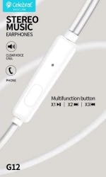Celebrat G12 Earbuds Handsfree με Βύσμα 3.5mm Λευκό