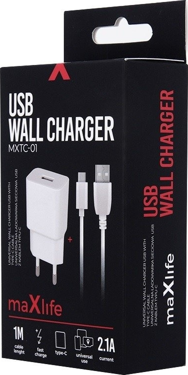 USB-C Cable & USB Wall Adapter Λευκό (MXTC-01)