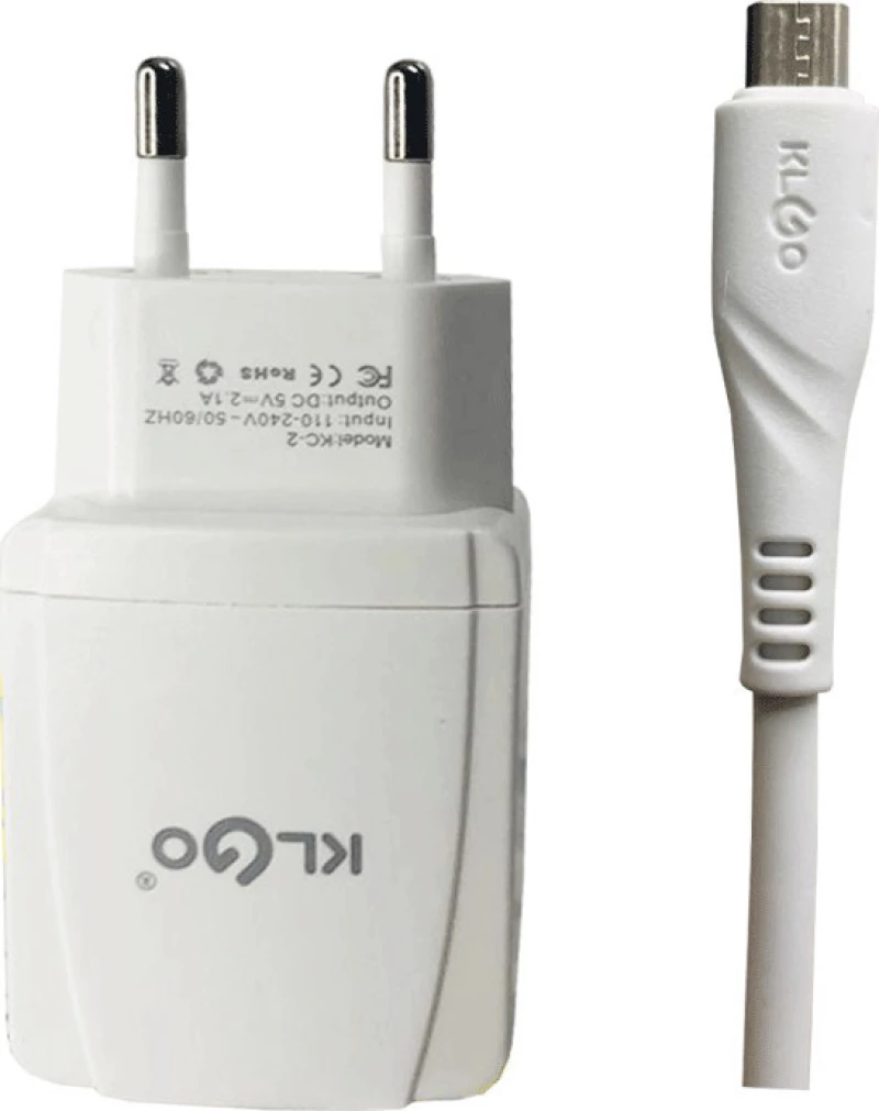 micro USB Cable & USB Wall Adapter Λευκό (Klgo KC-2)