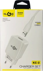 micro USB Cable & USB Wall Adapter Λευκό (Klgo KC-2)