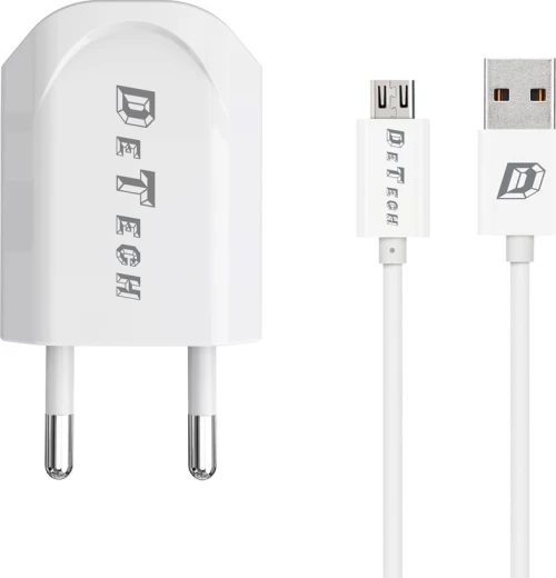 De Tech Micro USB Cable & Wall Adapter Λευκό (DE-11)