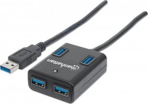 Usb Hub Manhattan Usb 3.0 Black 4 Θυρών