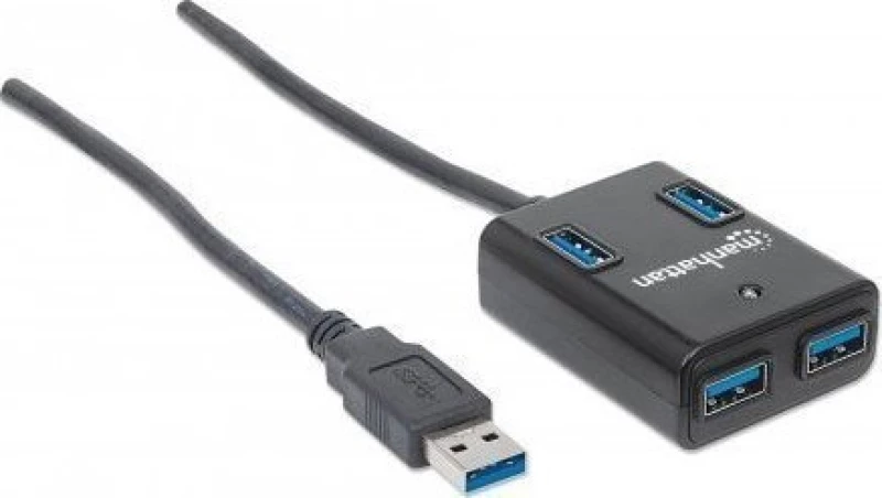 Usb Hub Manhattan Usb 3.0 Black 4 Θυρών