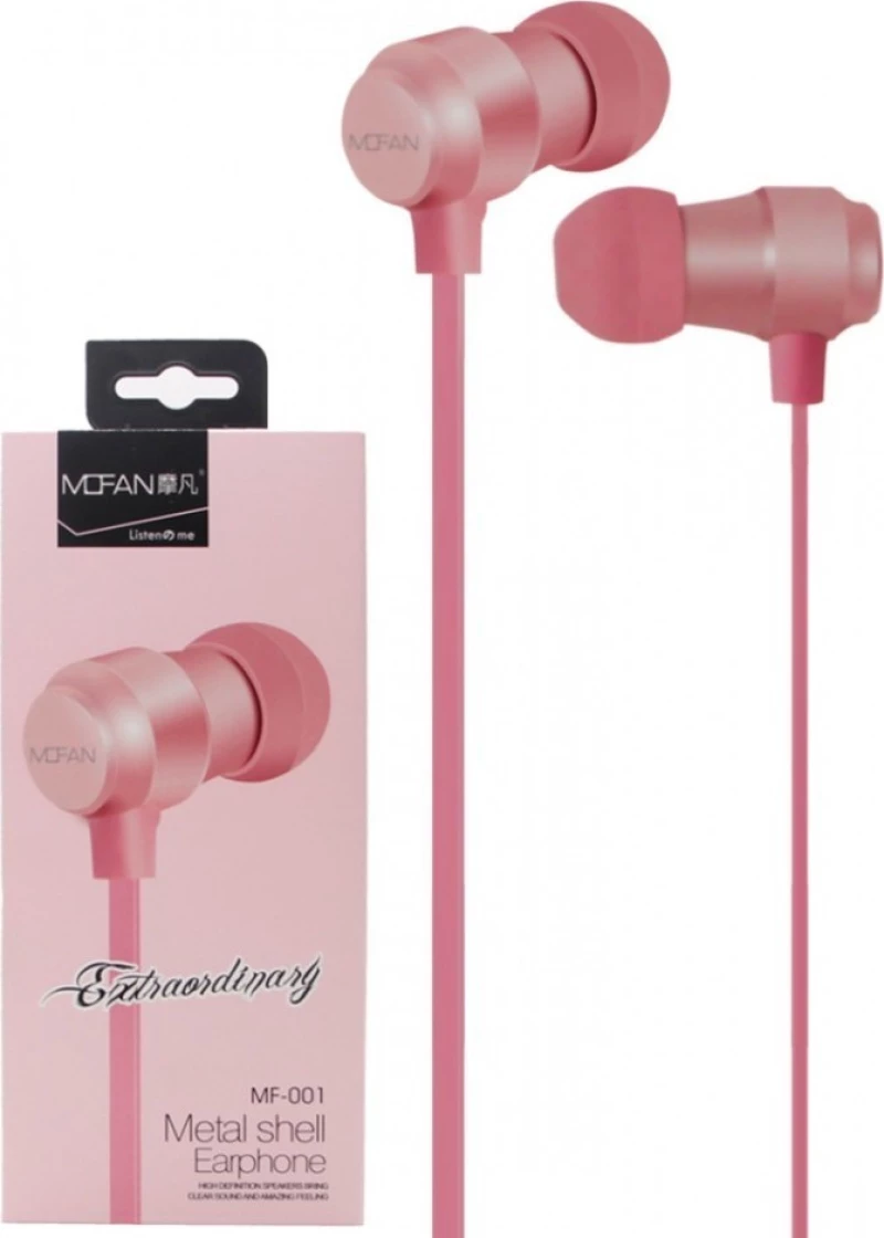 Mofan MF-001 In-ear Handsfree με Βύσμα 3.5mm Ροζ Χρυσό