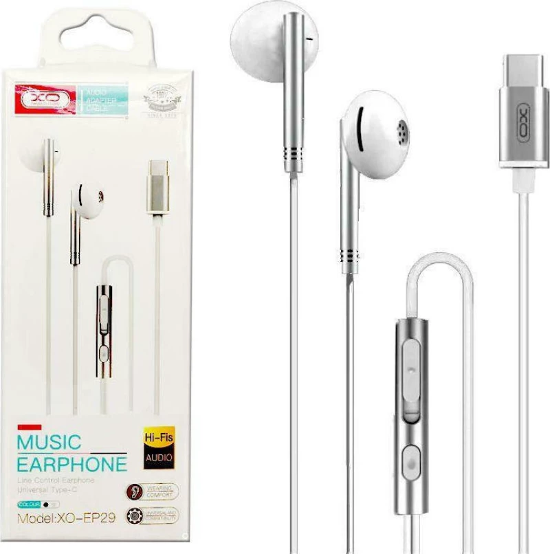 XO EP29 Earbuds Handsfree με Βύσμα USB-C Λευκό