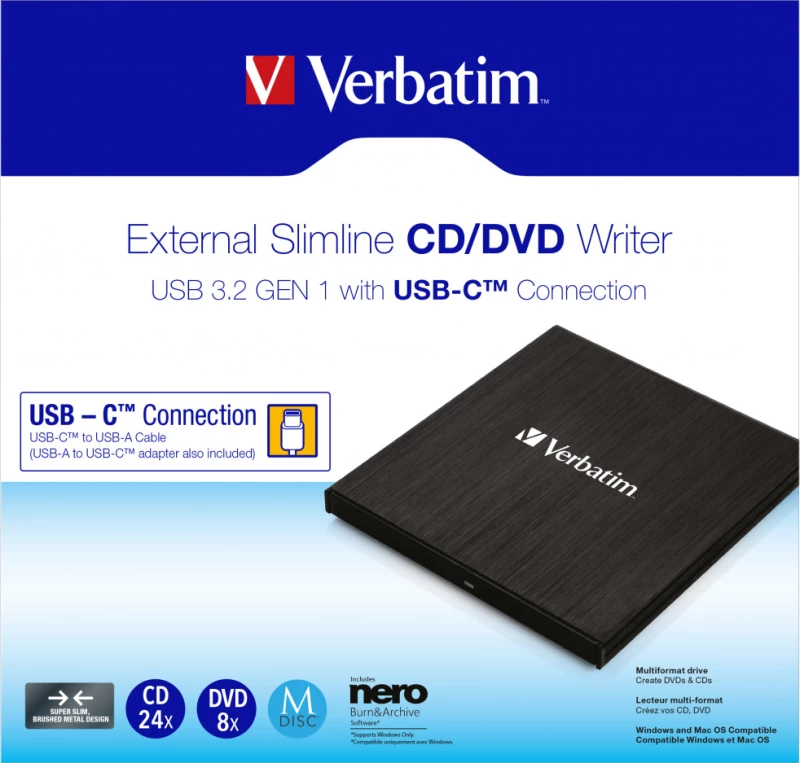Verbatim External SlimLine CD/DVD Writer
