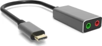 Powertech Usb Type-C Κάρτα Ήχου Pth-045, 2X 3.5Mm, Γκρι