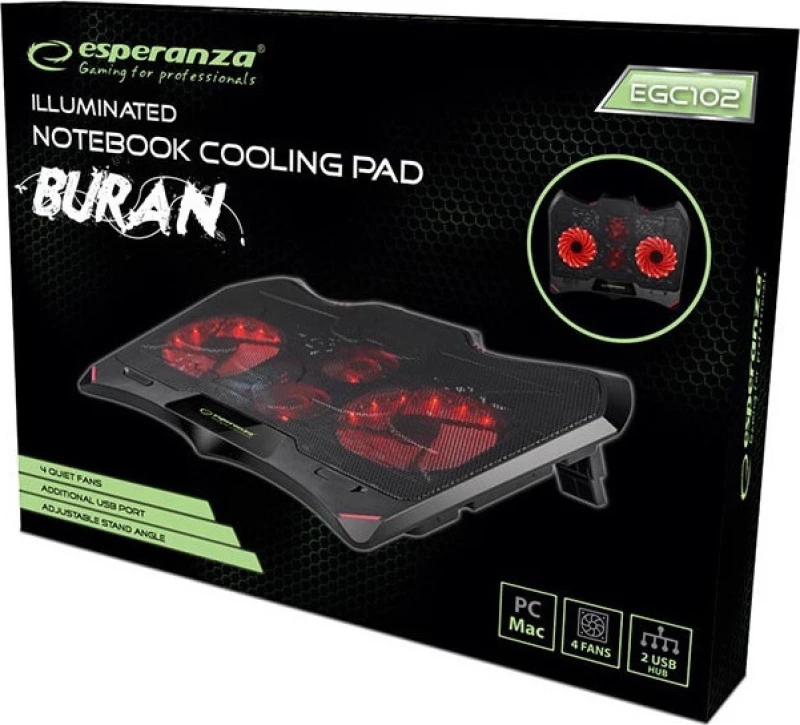 Esperanza Βάση Στήριξης και Ψύξης για Λάπτοπ Gaming Notebook Cooling Pad Buran (EGC102)
