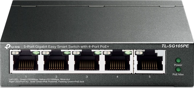 TP-Link TL-SG105PE v1.0, 5-Port Gigabit Easy Smart Switch with 4-Port PoE+