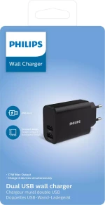Philips 2x USB-A Wall Adapter Μαύρο (DLP2620/12)