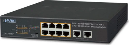 Planet Gsd-1008Hp 8-Port 10/100/1000T 802.3At Poe + 2-Port 10/100/1000T Desktop Switch (120 Watts)