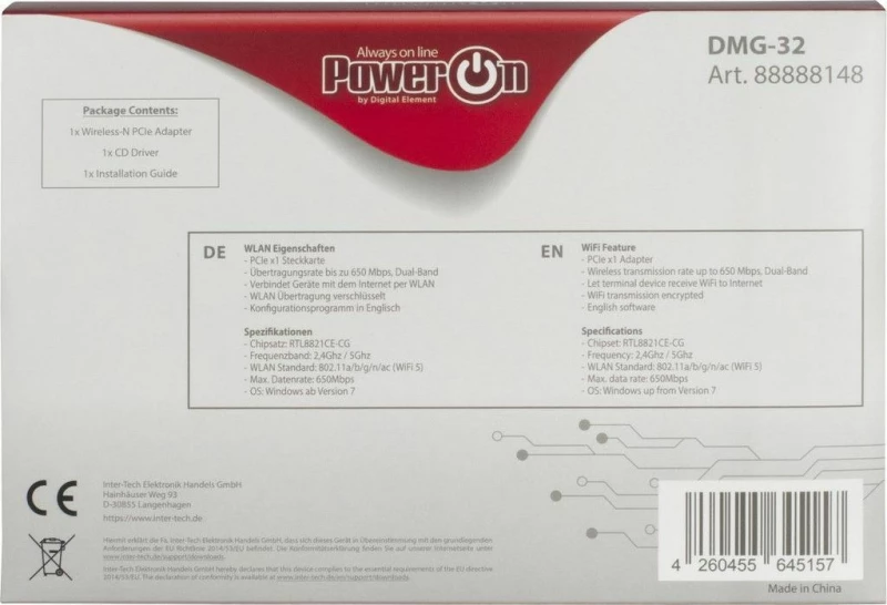Inter-Tech Dmg-32 Wlan 650 Mbit/S Εσωτερικός