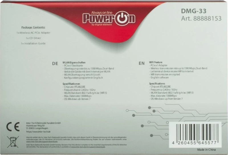 Inter-Tech Dmg-33 Εσωτερικός Wlan 1300 Mbit/S