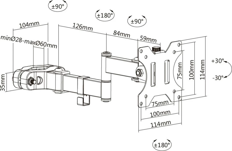 Brateck Βάση Στύλου Στήριξης Lda35-112 Για Οθόνη 17"-32", 8Kg