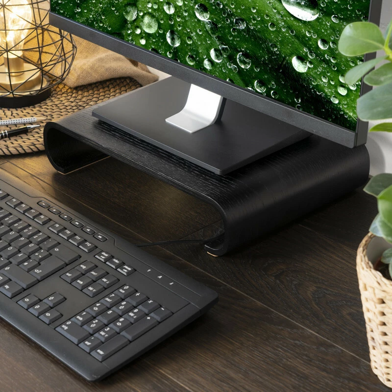 Navaris Monitor Wood Stand Black
