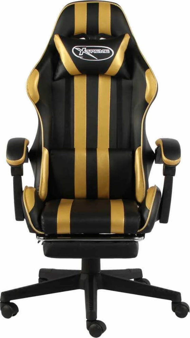 vidaXL Racing με Υποπόδιο Καρέκλα Gaming Black/Gold Stripes