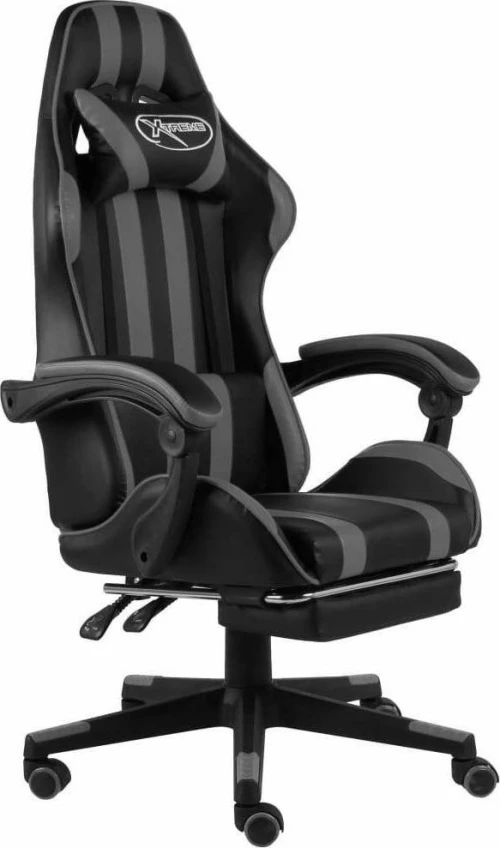 vidaXL Racing με Υποπόδιο Black/Grey Stripes