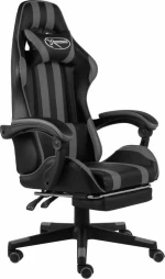 vidaXL Racing με Υποπόδιο Black/Grey Stripes