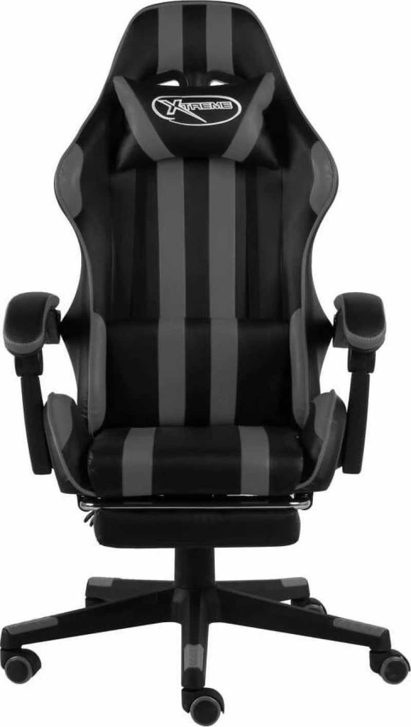 vidaXL Racing με Υποπόδιο Black/Grey Stripes