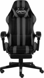 vidaXL Racing με Υποπόδιο Black/Grey Stripes