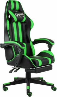 vidaXL Racing με Υποπόδιο Black/Green Stripes