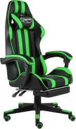vidaXL Racing με Υποπόδιο Black/Green Stripes
