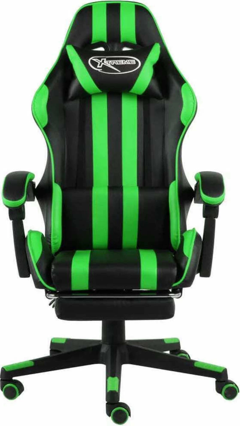 vidaXL Racing με Υποπόδιο Black/Green Stripes