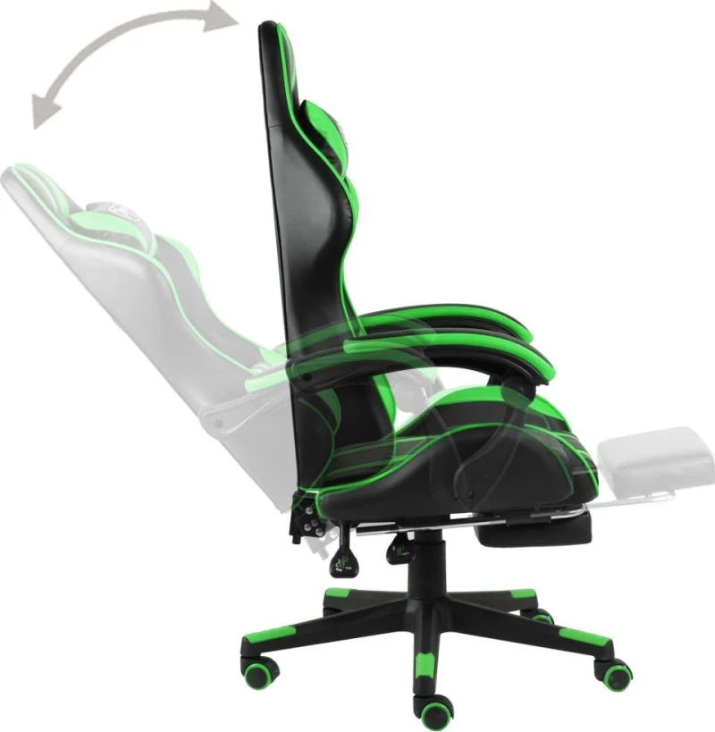 vidaXL Racing με Υποπόδιο Black/Green Stripes