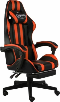 vidaXL Racing με Υποπόδιο Καρέκλα Gaming Black/Orange Stripes
